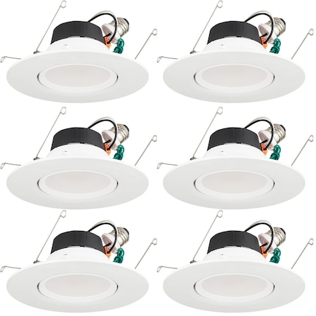 Sunlite 5/6-in. LED Gimbal Recessed Downlight Fixture, 11W, 1100 Lumens, 90 CRI, Medium E26 Base, Wht, 6PK 41741-NS